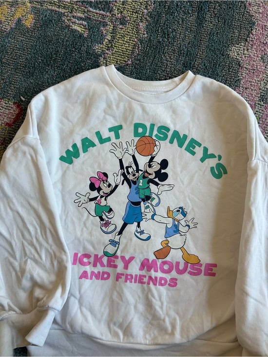 Disney Other - Disney White Kids Sweatshirt with Mickey & Friends Basketball Graphic